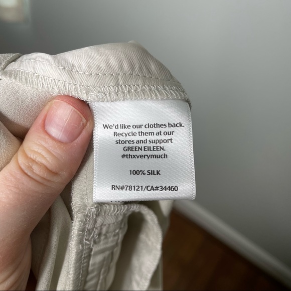 Eileen Fisher System Silk Georgette Crepe Slouchy Ankle Pant In Ivory Size MP - Picture 8 of 9